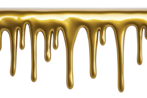 A stream of golden liquid drips down, creating luxurious and shiny effect. metallic texture and rich color evoke sense of opulence and elegance, perfect for artistic or decorative use png