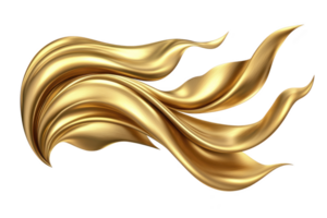 A flowing, abstract golden wave design with smooth, shiny curves creates sense of elegance and movement. metallic texture and fluid form evoke luxurious and dynamic feel png