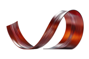 A sleek, metallic red ribbon gracefully twists and turns, creating dynamic and elegant shape against transparency background. smooth, reflective surface adds sense of modernity and sophistication png