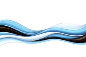 An Abstract wave design with flowing blue, black, and white curves on transparent background, creating dynamic and modern visual effect png