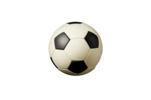 A classic black and white soccer ball with hexagonal and pentagonal panels, isolated on transparency background, symbolizing sports and recreation png