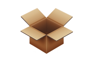 An open cardboard box with flaps spread out, isolated on transparency background. box is empty, showcasing its brown corrugated texture, often used for shipping and storage purposes png