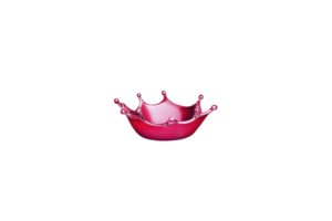 A vibrant pink liquid splash forms crown shape against transparency background, capturing moment of dynamic motion and elegance png