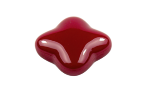 A glossy red star shaped object with smooth surface and reflective finish, possibly made of plastic or ceramic, isolated on transparency background png