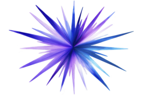 A vibrant, abstract starburst design with sharp, pointed edges shades of blue, purple, and white, creating dynamic and energetic visual effect. gradient colors blend seamlessly, adding depth png