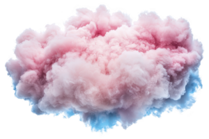 A fluffy, pastel colored cloud with shades of pink and blue creates dreamy, ethereal atmosphere. soft, billowing texture evokes sense of calm and wonder png