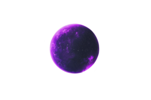 A glowing purple planet with cosmic texture and starry details creates mysterious and otherworldly atmosphere. vibrant colors and celestial design evoke sense of wonder png