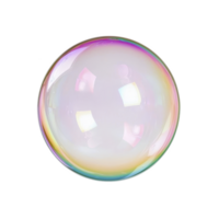 single iridescent soap bubble with rainbow like surface reflecting light, creating delicate and whimsical appearance. bubble is set against plain background, highlighting its translucent png