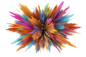 A vibrant explosion of colorful abstract spikes creates dynamic and energetic visual. burst of colors includes shades of orange, blue, pink, and yellow, forming captivating 3D effect png