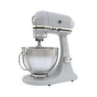 sleek silver stand mixer with stainless steel bowl, perfect for baking enthusiasts. mixer features modern design with adjustable settings and sturdy base png