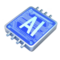 glowing blue microchip with letters AI symbolizes artificial intelligence technology. circuit design highlights innovation and futuristic advancements in computing png