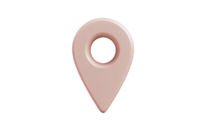 A 3D rendered pink location pin icon with smooth texture, isolated on transparency background, symbolizing navigation or map markers. design is simple and modern png
