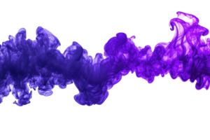 A vibrant swirl of purple and blue ink flows gracefully through water, creating mesmerizing and dynamic abstract pattern against transparency background. colors blend seamlessly, evoking sense png
