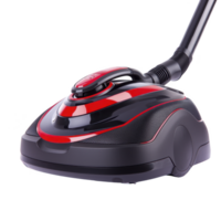 sleek black and red vacuum cleaner with modern design, featuring compact body and flexible hose for efficient cleaning. appliance is designed for home use png