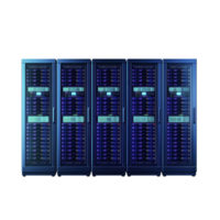row of modern server racks with blue LED lights, showcasing advanced technology and data storage solutions in secure environment png
