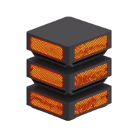 futuristic black and orange glowing server stack with sleek design, featuring illuminated mesh panels. modern technology concept evokes sense of innovation and efficiency png