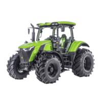 vibrant green tractor with large, rugged tires designed for agricultural use. modern design features spacious cabin and advanced technology, ideal for efficient farming operations png