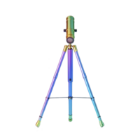 colorful telescope with tripod stands against plain background, showcasing its vibrant, iridescent design. telescope is positioned upright, ready for stargazing or terrestrial observation png