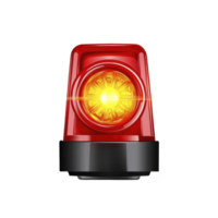 bright red emergency siren light with glowing yellow center, symbolizing alertness and urgency. siren is isolated on transparency background, emphasizing its vibrant colors png
