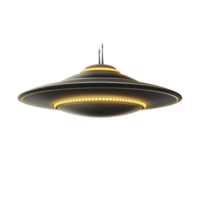 sleek, futuristic UFO shaped ceiling light fixture with glowing yellow LED lights encircling its edges, creating modern and stylish ambiance png
