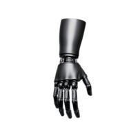 sleek, metallic robotic hand with articulated fingers and futuristic design, showcasing advanced technology and innovation. shiny surface reflects light, emphasizing its modern aesthetic png