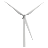 sleek white wind turbine with three blades stands against clear background, symbolizing renewable energy and sustainability. modern design emphasizes clean energy solutions png