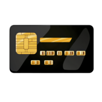 sleek black credit card with gold chip and embossed numbers, symbolizing modern financial transactions and security. card minimalist design emphasizes elegance and sophistication png