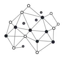 complex network of interconnected nodes and lines forms abstract geometric pattern, symbolizing connectivity and communication. design is minimalistic and modern, evoking sense of technology png