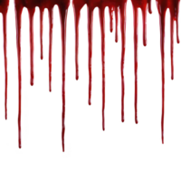 A Red liquid drips down against transparency background, creating dramatic and eerie effect. vivid color and texture suggest sense of suspense or horror, making it ideal for themed designs png