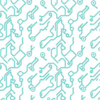 seamless pattern of turquoise circuit lines on transparency background creates futuristic and technological feel. intricate design resembles circuit board, ideal for tech themed projects png