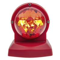 red emergency warning light with diamond patterned lens emits bright, cautionary glow. sturdy base and vibrant color enhance its visibility, ensuring effective signaling png
