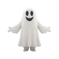 A friendly cartoon ghost with smiling face and open arms, appearing playful and inviting. ghost is depicted in classic white sheet style, conveying lighthearted Halloween theme png