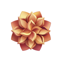 A vibrant, symmetrical flower with layered petals in shades of orange and gold, creating harmonious and elegant design. petals are arranged in circular pattern, giving sense of balance and beauty png