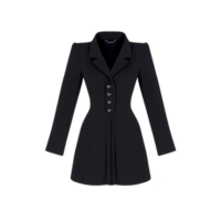A stylish black coat with fitted silhouette and button details, perfect for formal occasions or cold weather. coat features long sleeves and classic design, offering both elegance and warmth png