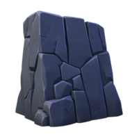 A large, angular, dark blue stone with cracked surface, resembling stylized rock formation, stands prominently. stone geometric shapes and deep color give it bold, artistic appearance png