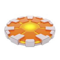 futuristic, glowing orange and white circular object with segmented design, resembling sci fi energy core or technological device, isolated on transparency background png