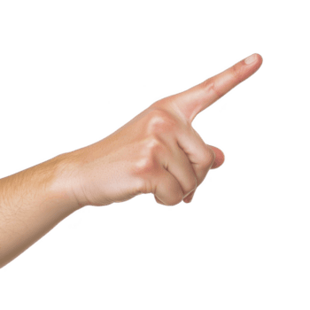 hand with light skin tone is pointing with index finger extended, isolated on transparency background. gesture is clear and expressive, often used for indicating direction or emphasis png