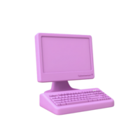 retro style pink computer with matching keyboard, evoking sense of nostalgia and playfulness. minimalist design highlights vintage aesthetic, making it unique decorative piece png
