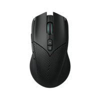 sleek black gaming mouse with ergonomic design and customizable buttons, featuring textured grip and LED lighting for enhanced gaming experience png