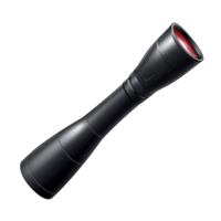 sleek black telescope with red tinted lens, designed for stargazing and astronomical observations, isolated on transparency background. modern design enhances its functionality png