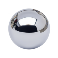 shiny, reflective silver sphere with smooth surface, capturing surrounding reflections. metallic ball is isolated on plain background, showcasing its glossy finish png