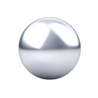 shiny silver sphere with reflective surface, capturing light and creating smooth, metallic appearance. sphere simplicity and elegance make it visually striking png