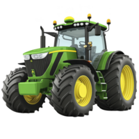 green and yellow tractor with large tires and modern design is depicted, showcasing agricultural machinery used for farming and fieldwork. tractor robust build and advanced features highlight its png