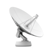 large white satellite dish antenna is positioned against plain background, showcasing its sleek design and modern technology. dish is angled upwards, ready for communication png