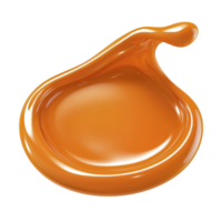 glossy, vibrant orange liquid splash with smooth, flowing shape, resembling droplet or wave. shiny surface reflects light, creating dynamic and energetic appearance png