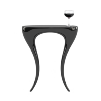 sleek, modern black table with curved legs holds glass of red wine, showcasing elegance and contemporary design. minimalist style adds sophistication to any space png