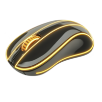 sleek, futuristic computer mouse with glowing orange accents and smooth, ergonomic design, perfect for gaming or office use. black and orange color scheme adds modern touch png