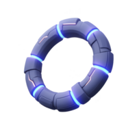 futuristic, glowing blue ring with segmented design and neon accents, evoking sense of advanced technology and innovation. sleek, circular form suggests sci fi theme png