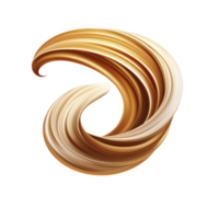 A swirl of creamy, caramel colored paint creates dynamic, artistic shape against transparency background. smooth texture and gradient tones evoke sense of movement and elegance png