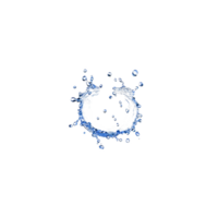 A dynamic splash of water captured mid air, showcasing fluid motion and energy. droplets are suspended, creating circular pattern that highlights clarity and purity of water png